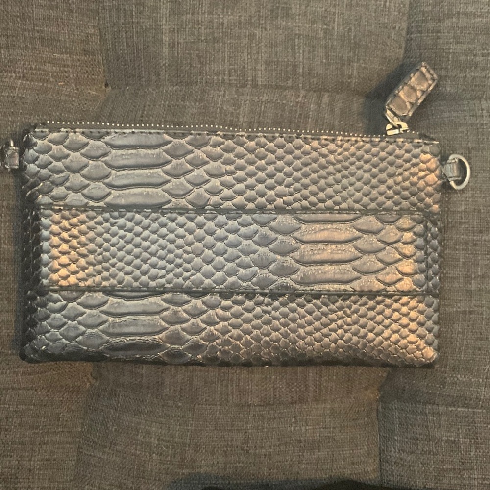 Faux Silver Snakeskin Wallet/Clutch